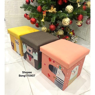 Đôn Ghế Trẻ Em Kiêm Hộp Đựng Đồ So Cute Chất Vải Oxfort 600d Cứng Cáp