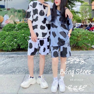 [Rẻ Vô Địch] Áo cotton tay lỡ Unisex mặc đôi ,nhóm , lớp------ Bộ bò sữa cotton