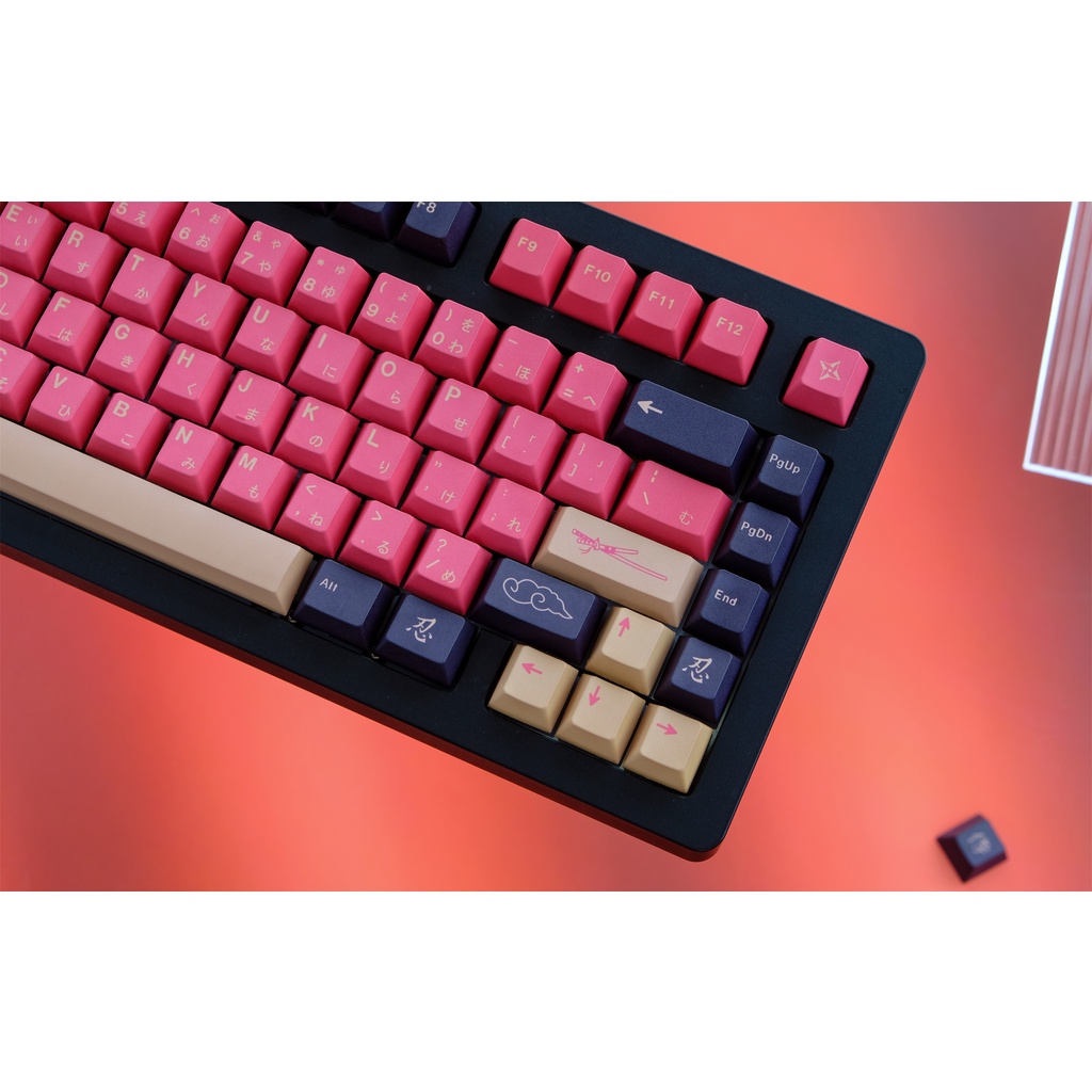 GMK Red / Blue Samurai keycaps, 129 phím keycaps Cherry Profile DYE-SUB Cá nhân hóa GMK Keycaps cho Bàn phím cơ / Bàn phím cơ chơi game