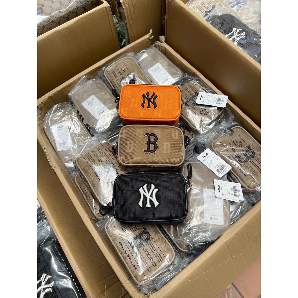 Túi MLB hộp 2 ngăn chất da dầy dặn dây bản to kèm ví nhỏ