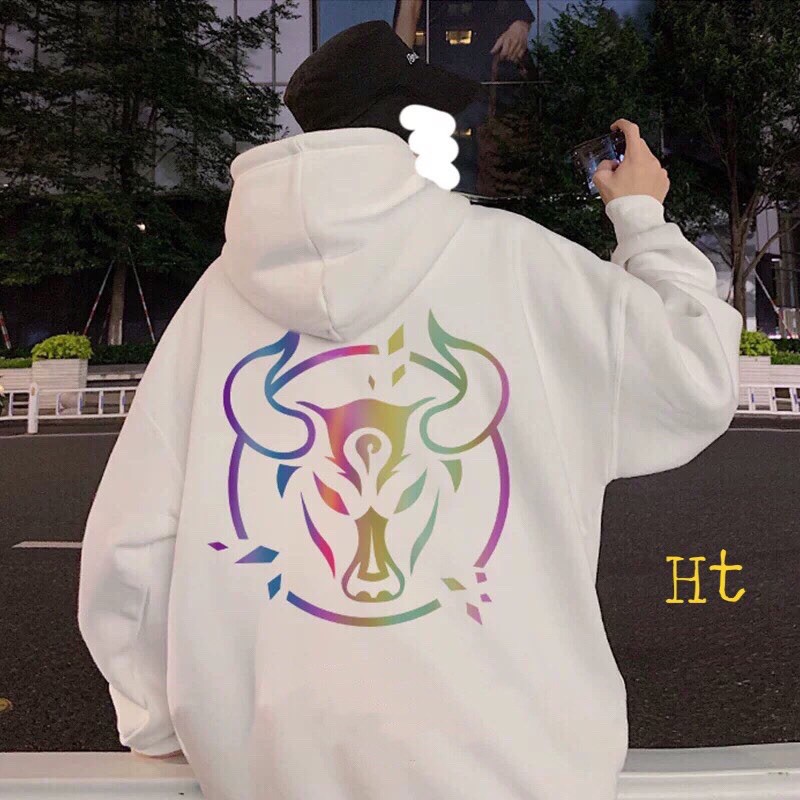 áo hoodie nỉ phản quang 7 màu in cung kim ngưu đầu trâu