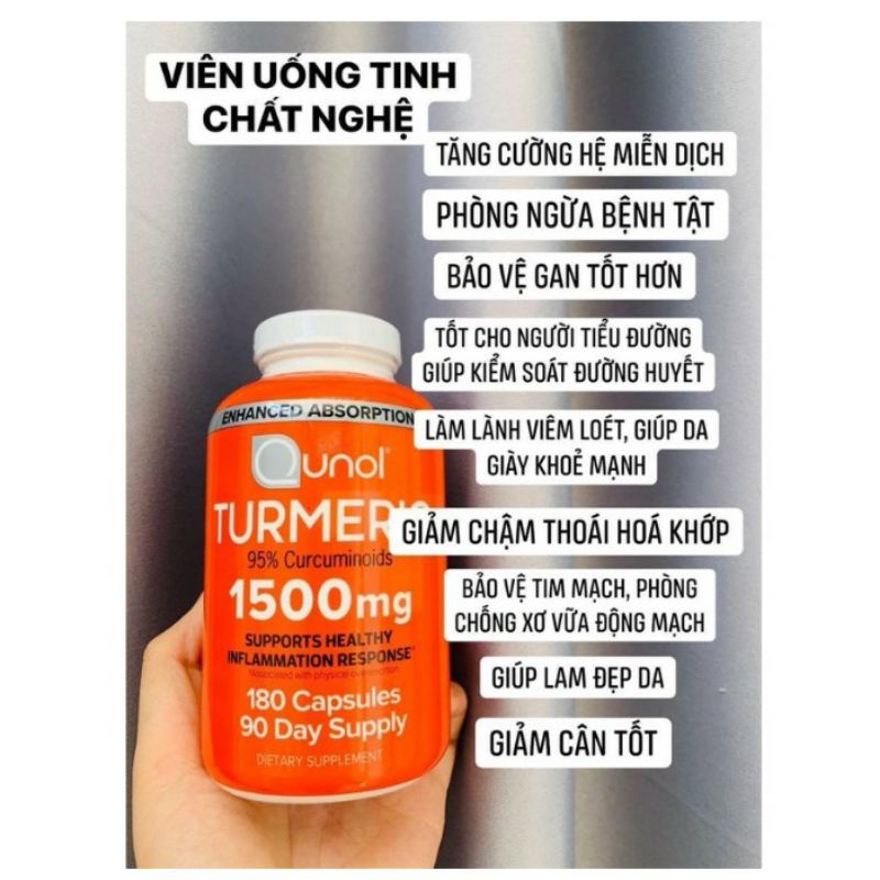 [Date 2/2025] Viên uống tinh chất nghệ Qunol turmeric 1500mg 180 viên