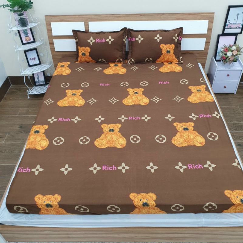 Trọn bộ chăn phao 5 món ga gối Poly loại 1 chăn bông như hình