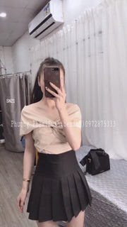 Áo lụa xoắn ngực cao cấp có bo chun sau lưng