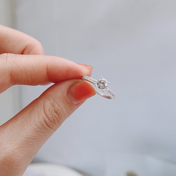 Nhẫn bạc nữ DaLiA Jewelry nhẫn bạc cầu hôn nạm đá chuẩn bạc thật 925 sang đẹp
