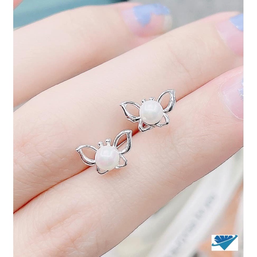 Bông tai chữ D đính đá, chuẩn bạc ý 925 bao sáng, ACJ3280 Anchi jewelry