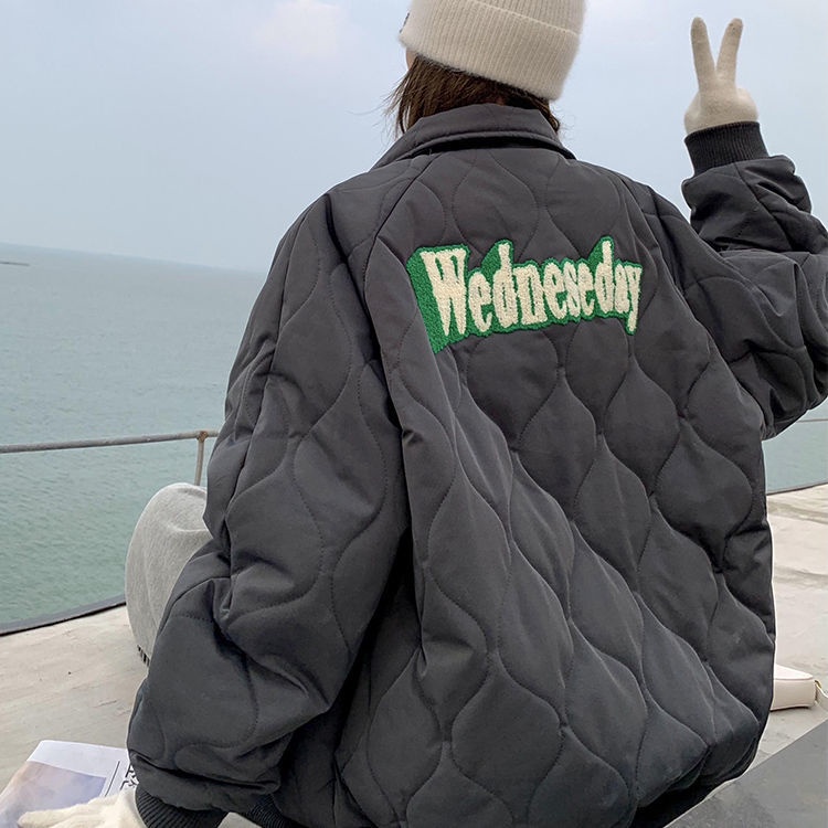 Áo Khoác Bóng Chày Cotton Dày Dặn Thêu Chữ Phong Cách Mới Cho Nữ