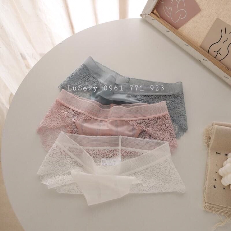 QUẦN LÓT NỮ SEXY CAO CẤP - Quần lót ren xuyên thấu trong suốt đẹp màu trắng đen hồng xám