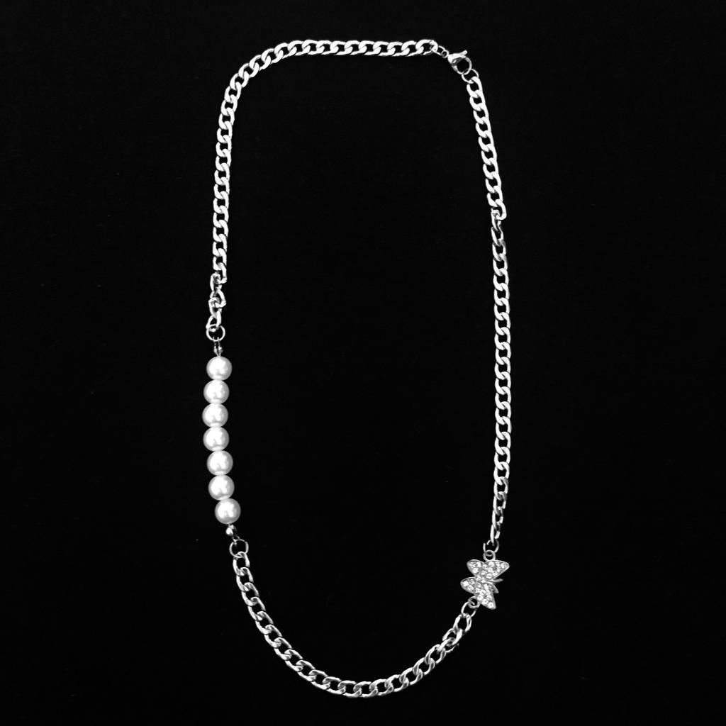 Dây Chuyền Mặt Bướm Đính Ngọc Trai Thời Trang Unisex 22621