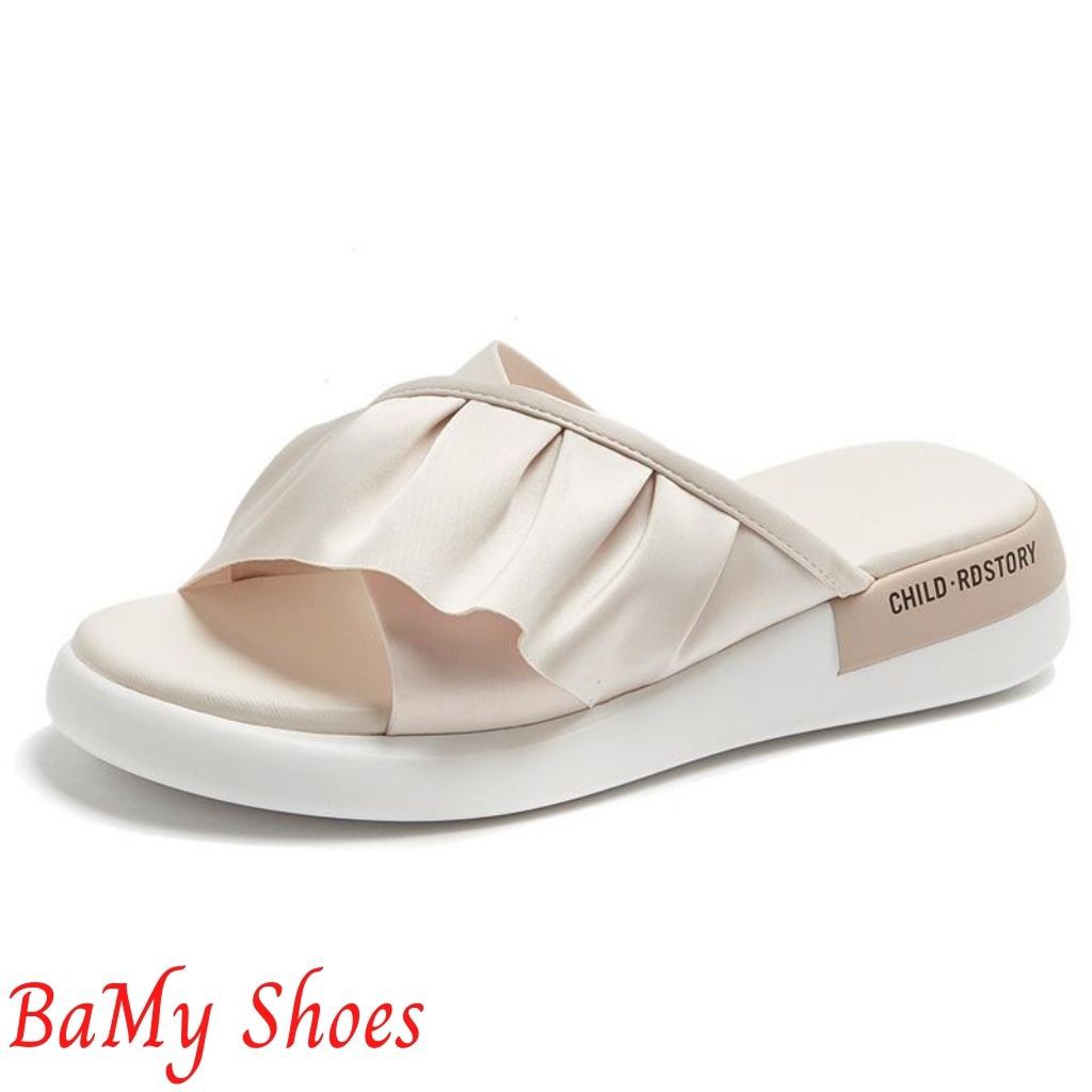Dép Nữ Quai Ngang Nữ Viền Bánh Bèo, Dép Sandal Lá Sen Cao 3cm, êm chân, hàng cao cấp BAMY