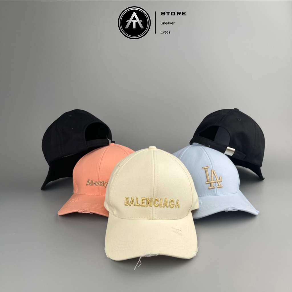 Mũ lưỡi trai rách thêu chữ form unisex