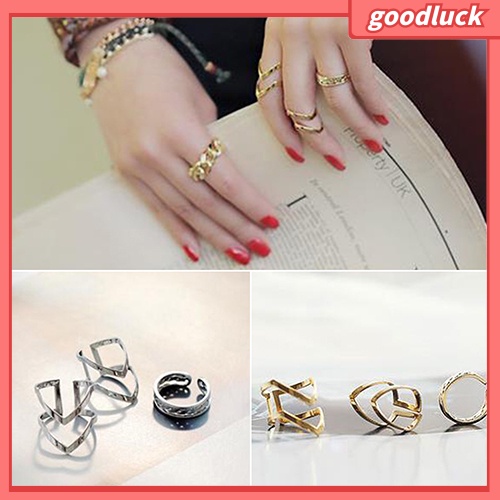 Bộ 3 nhẫn hở hình mũi tên rỗng thời trang cho nữ