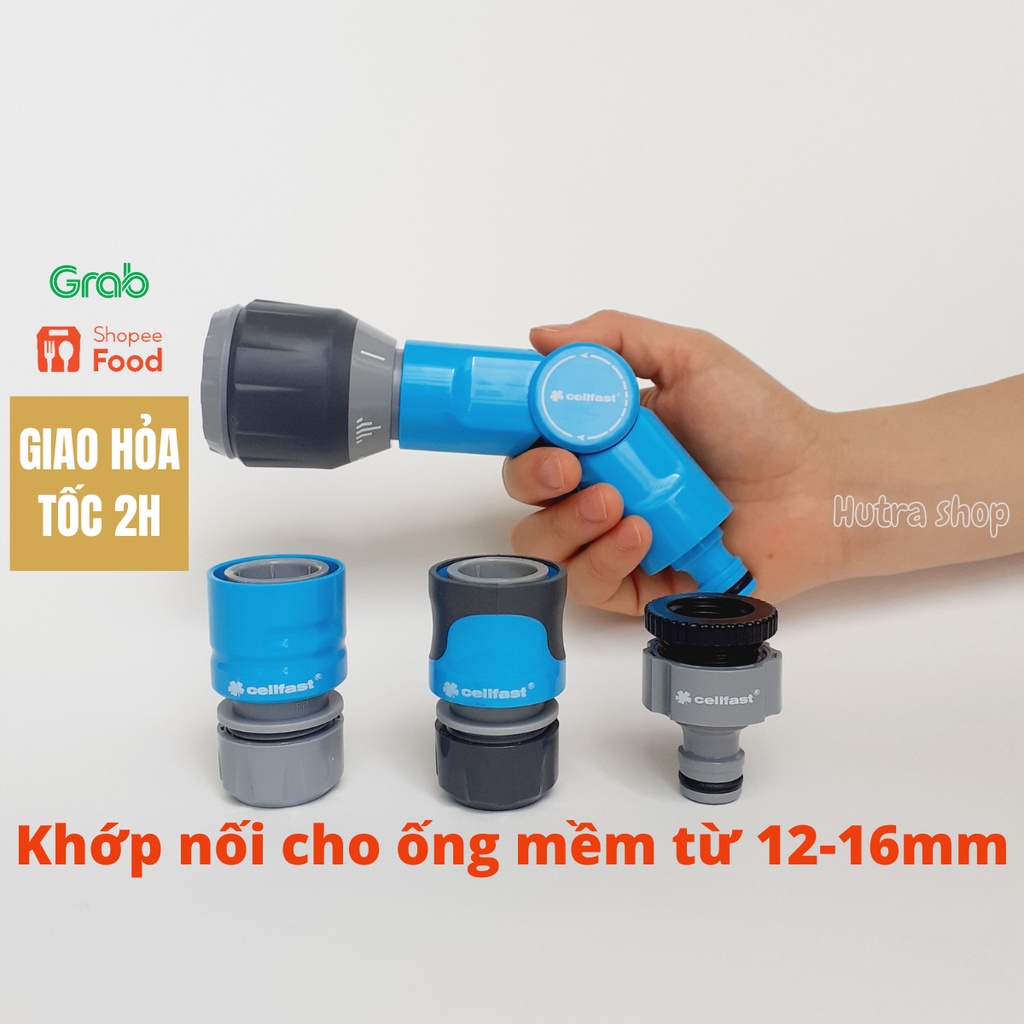 Vòi tưới cây 4 chế độ và khớp nối ống nước Cellfast