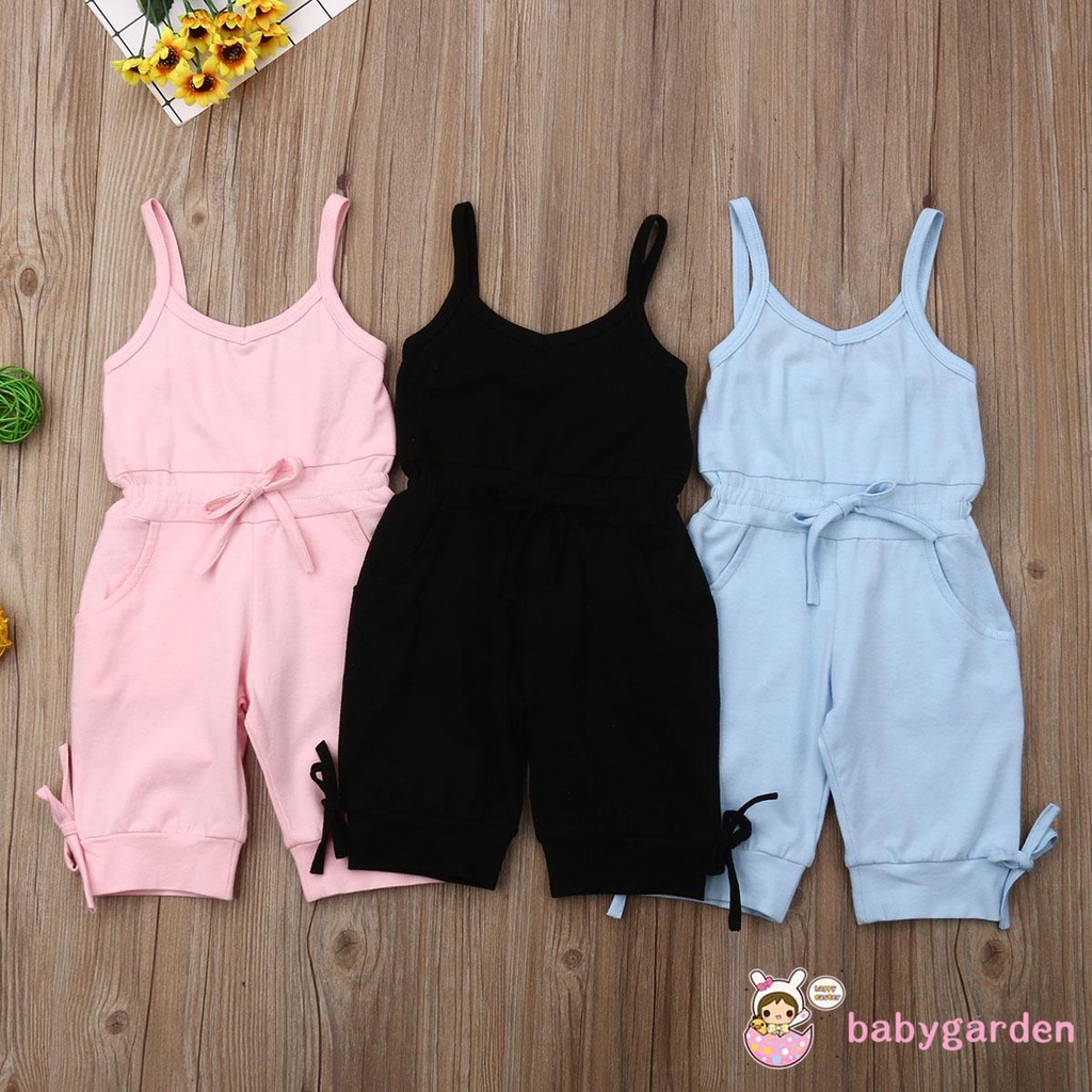 Áo liền quần hai dây màu trơn thời trang hè cho bé gái