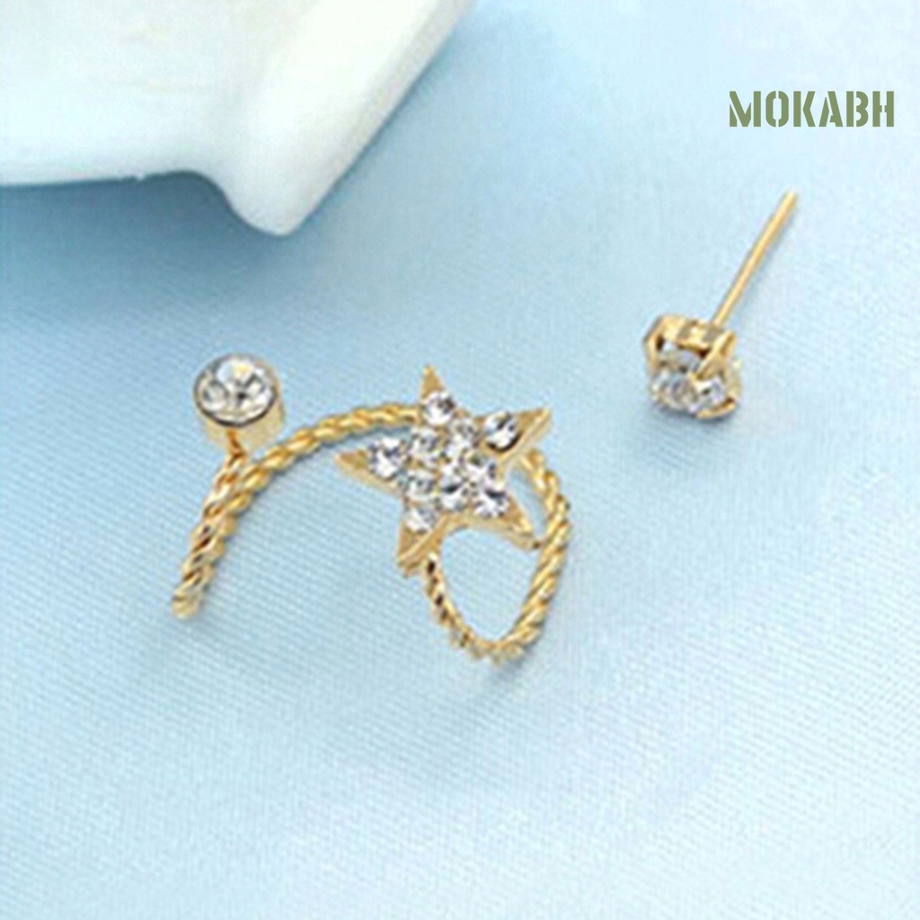 Set 2 Khuyên Tai Đính Đá Hình Ngôi Sao Chất Liệu Hợp Kim Thân Thiện Với Môi Trường Thời Trang Cho Nữ