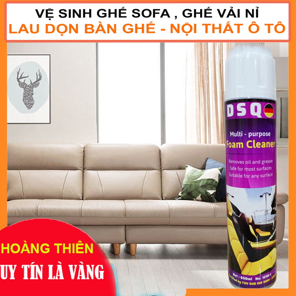 [650ML]Chai Vệ Sinh Sofa - Vệ Sinh Ghế Da - Làm Sạch Ghế Vải, Trần Nỉ, Nội Thất Ô tô - Công Nghệ Bọt - DSQ FOAM