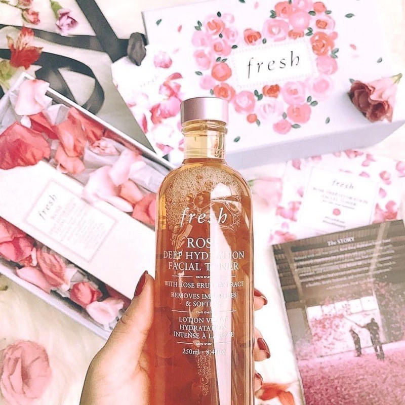 Toner nước hoa hồng Fresh dưỡng sáng da se khít lỗ chân lông fresh rose deep hydration