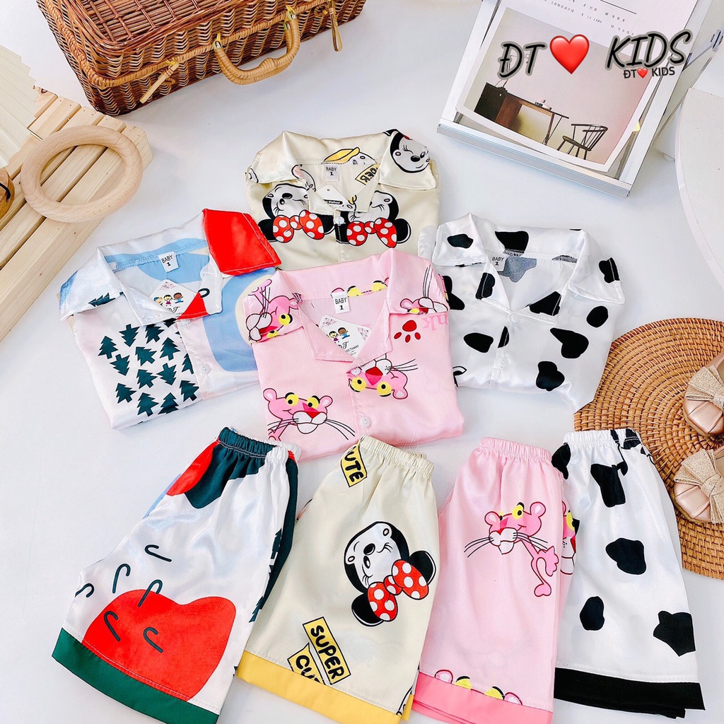 [SALE] Đồ bộ Pijama cộc tay chất gấm họa tiết mới mặc nhà cực đẹp cho bé (V565)