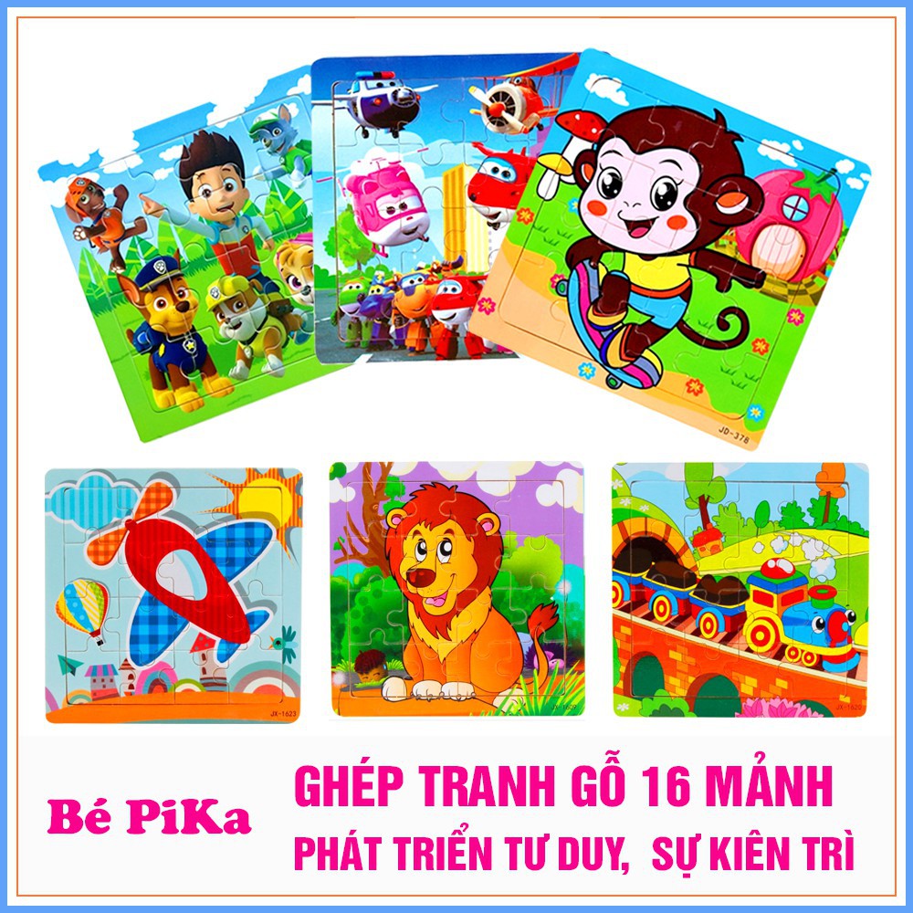 Combo 10 tranh ghép hình gỗ 9/16/20 mảnh giúp bé phát triển tư duy