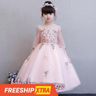 Đầm cho bé hồng dài công chúa 9kg-40kg