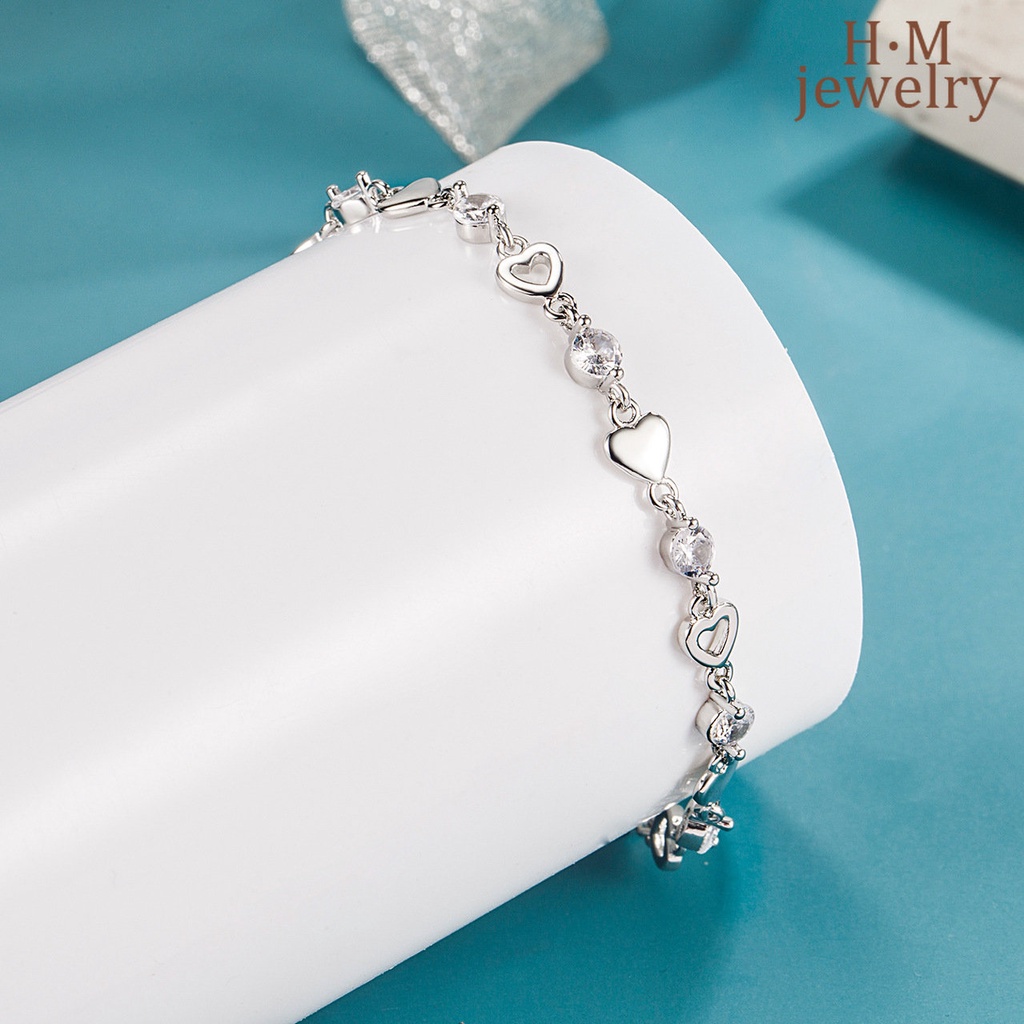 Vòng Tay Bạc S925 AAA Zircon Trái Tim Ngọt Ngào Mới 2022