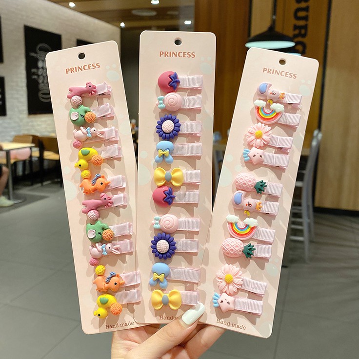 Set 10 kẹp tóc tùy chọn hoạ tiết dễ thương xinh xắn