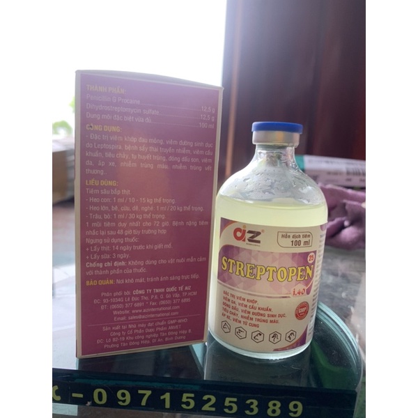 Penstrep 100ml - v.iêm kh.ớp, v.iêm da, liên cầu khuẩn, đóng dấu, áp xe, v.iêm tử cung, tiêu chảy