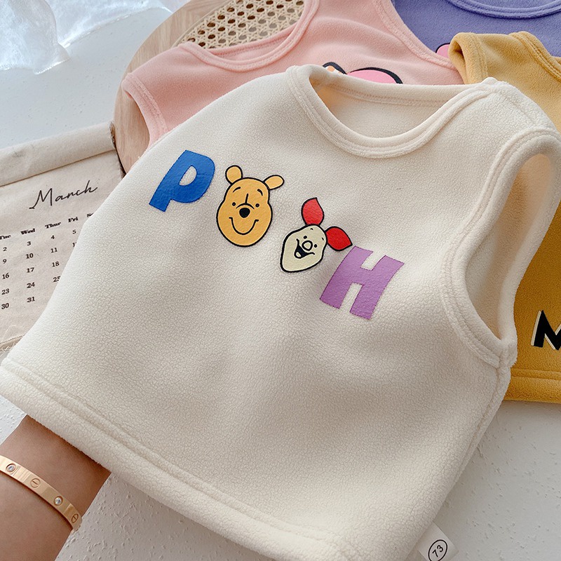 Áo không tay giữ ấm họa tiết hoạt hình đáng yêu dành cho bé