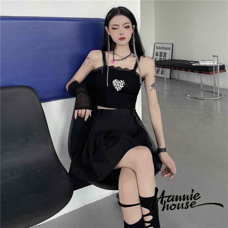 Áo hai dây dệt kim viền ren hở lưng phối họa tiết da báo và trái tim dễ thương thời trang mùa hè cho nữ