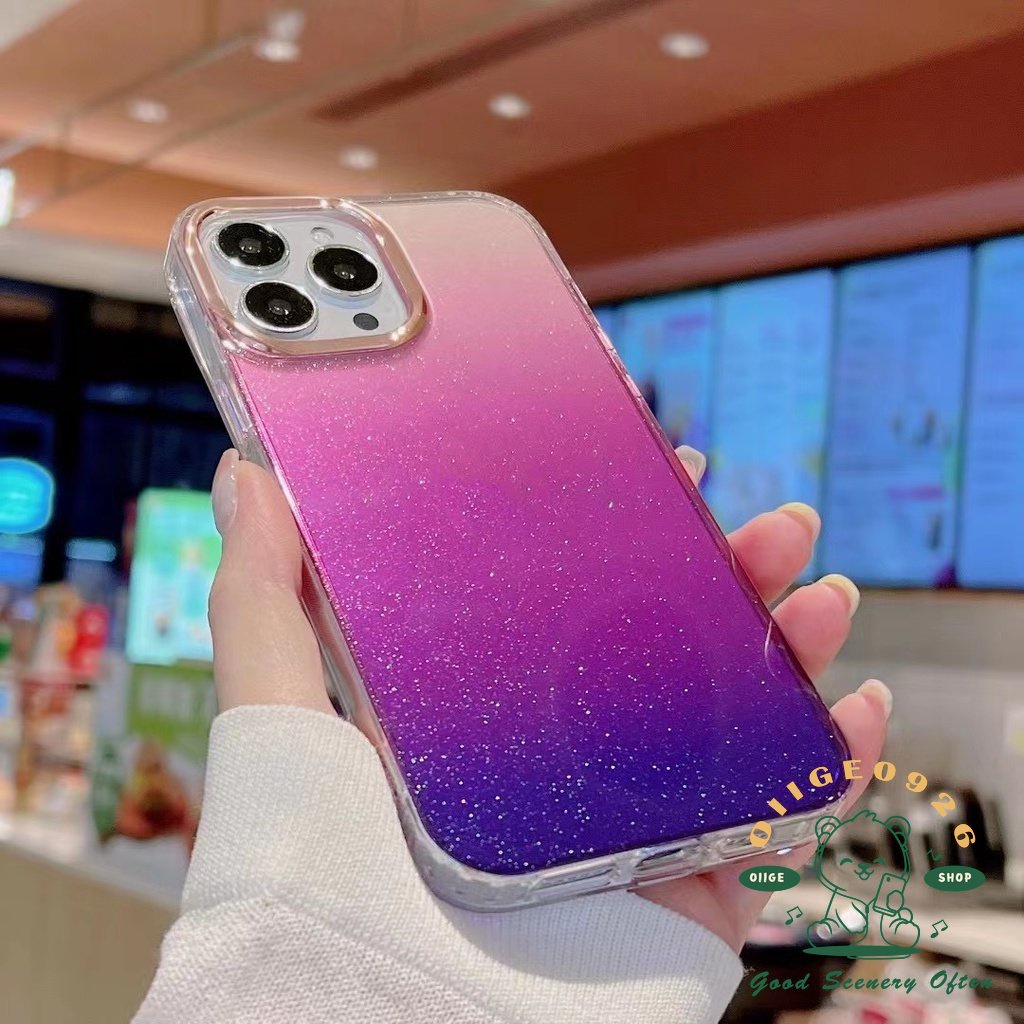 Ốp Điện Thoại TPU Hai Màu gradient Lấp Lánh Cho Iphone14 13 12 11 Pro Max