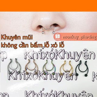 Khuyên mũi không cần bấm lỗ / không cần xỏ khuyên / khuyên kẹp septum( giá bán là 1 cái )
