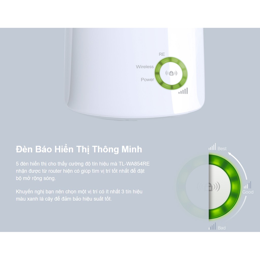 Bộ Mở Rộng Sóng Wifi TP-Link TL-WA854RE, Wifi Repeater 300Mbps - Bảo hành chính hãng 2 năm | BigBuy360 - bigbuy360.vn