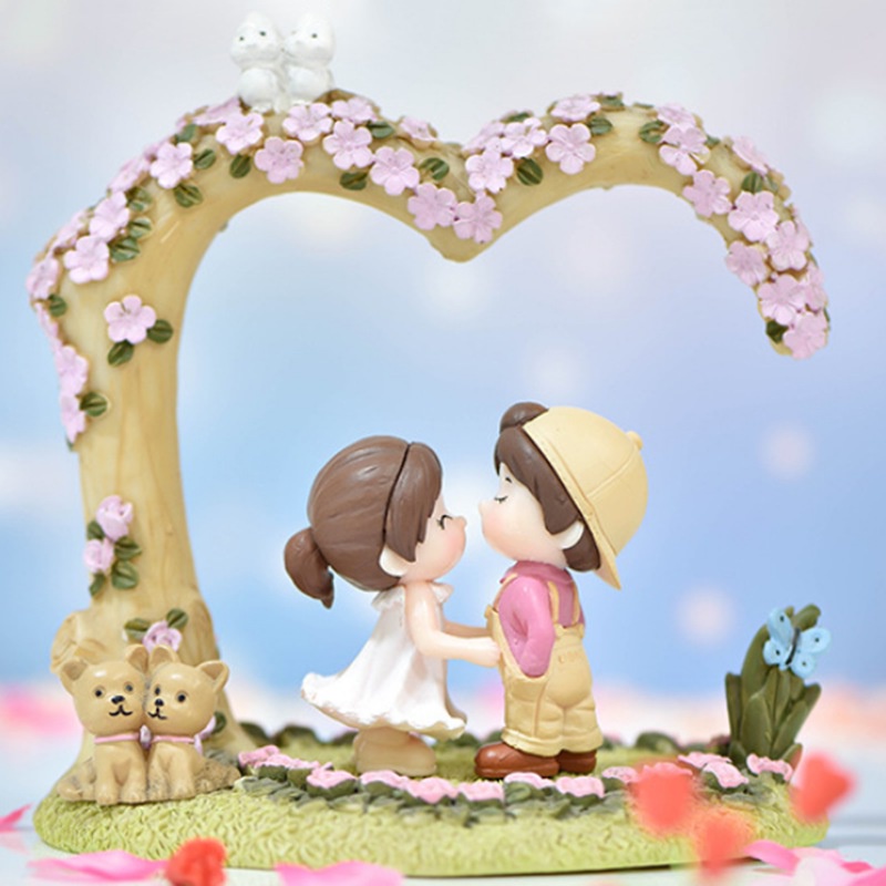 Set 2 mô hình cặp đôi nhảy múa mini trang trí sân vườn
