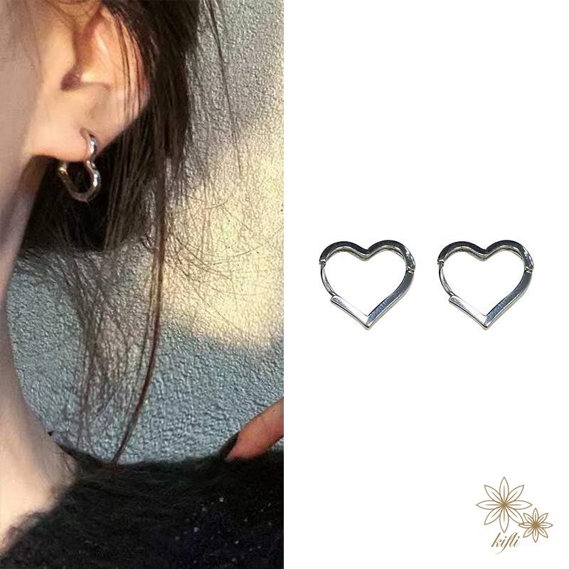 Đôi Khuyên Tai Hình Trái Tim Đơn Giản Thời Trang Hàn Quốc Xinh Xắn Cho Nữ