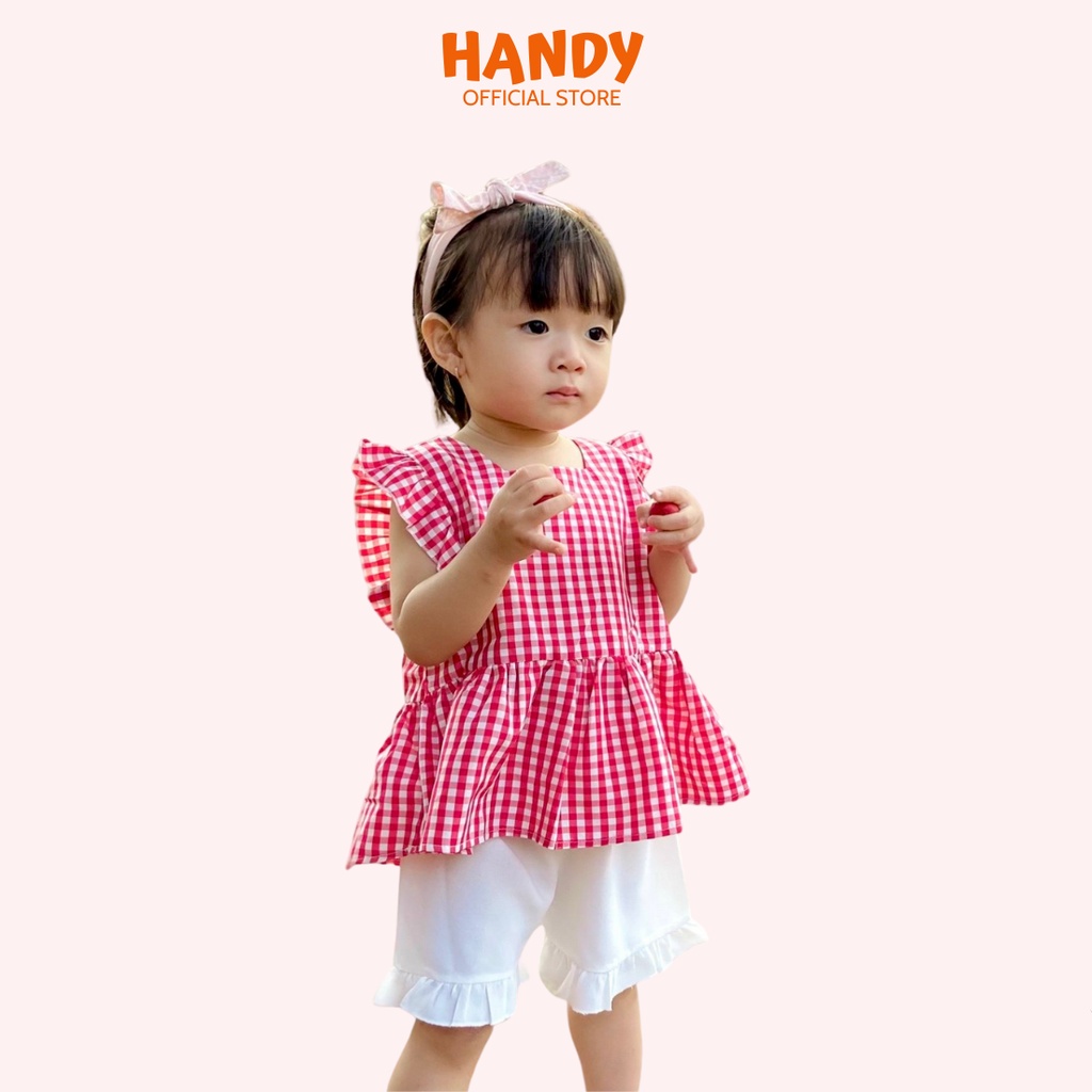 Đồ bộ bé gái, Sét kiểu cho bé thiết kế áo thắt nơ sau xinh xắn kèm quần màu kem nhún bèo