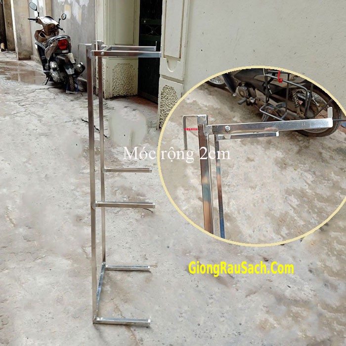 Giá Móc Treo 3 Tầng Trồng Cây Cho Chậu Dài Thông Minh Trên Chuồng Cọp Hay Thanh Sắt Rộng 2cm