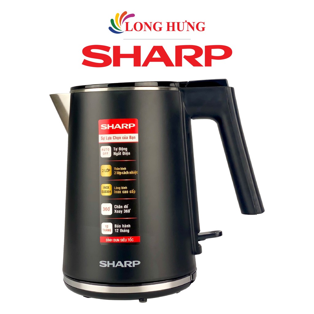 [Mã ELHADEV giảm 4% đơn 300K] Bình đun siêu tốc Sharp 1 lít EKJ-10DVPS - Hàng chính hãng