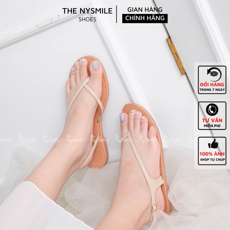 Giày sandal đế bệt kẹp ngón 2 quai dẹp chữ V - THENYSMILE - NOMI