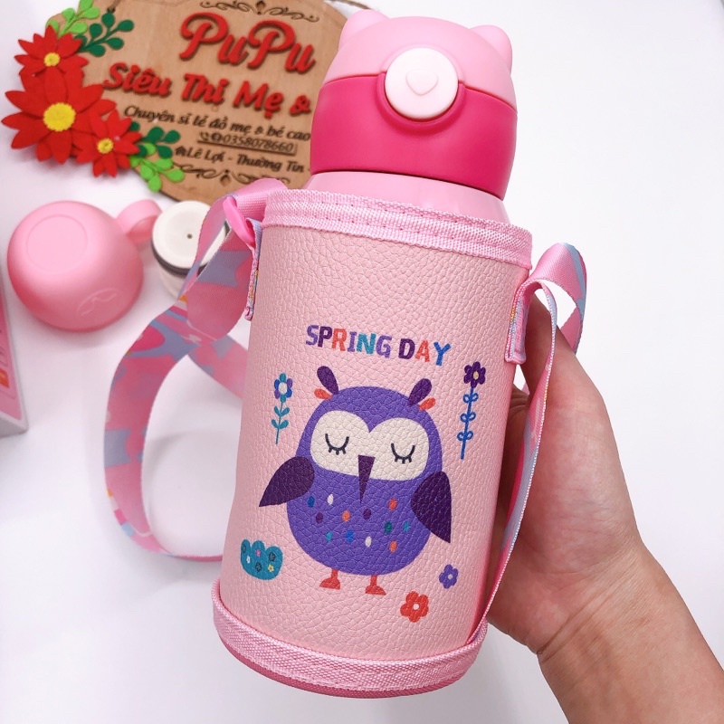 [HÀNG CHÍNH HÃNG - FREE SHIP] Bình Giữ Nhiệt Cao Cấp Love Baby 500ml Có Ống Hút Nước Cho Bé, Bình Giữ Nhiệt An Toàn