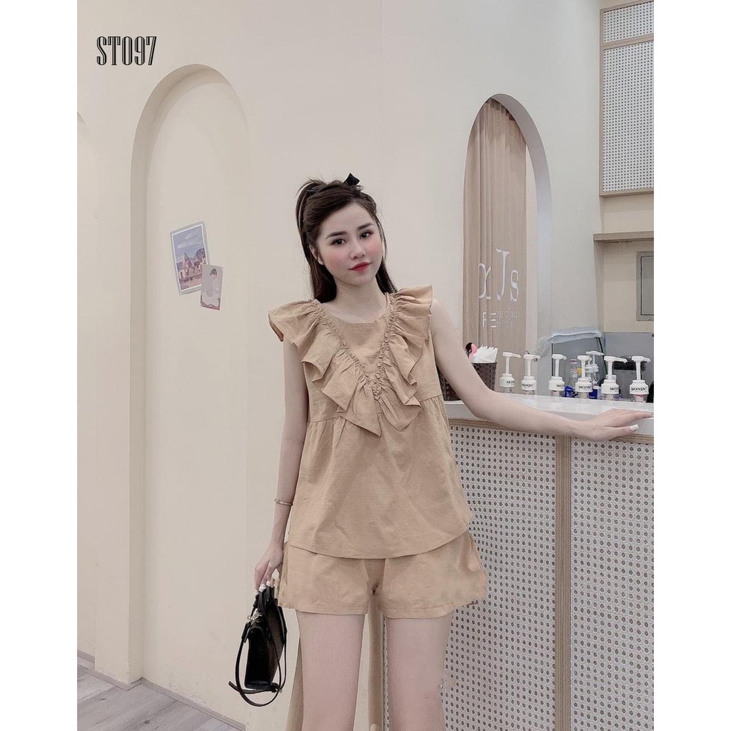 Set đồ nữ cá tính, set quần sóc áo quây đi chơi sang chảnh mùa hè đẹp 8A00080 | BigBuy360 - bigbuy360.vn