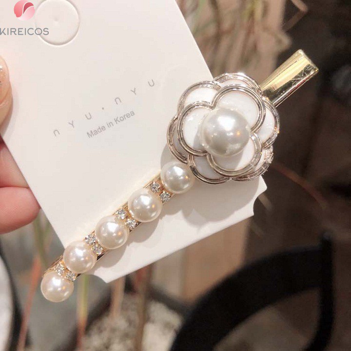 Kẹp Tóc Hàn Quốc Đính Hạt Châu Hình Hoa Cao Cấp