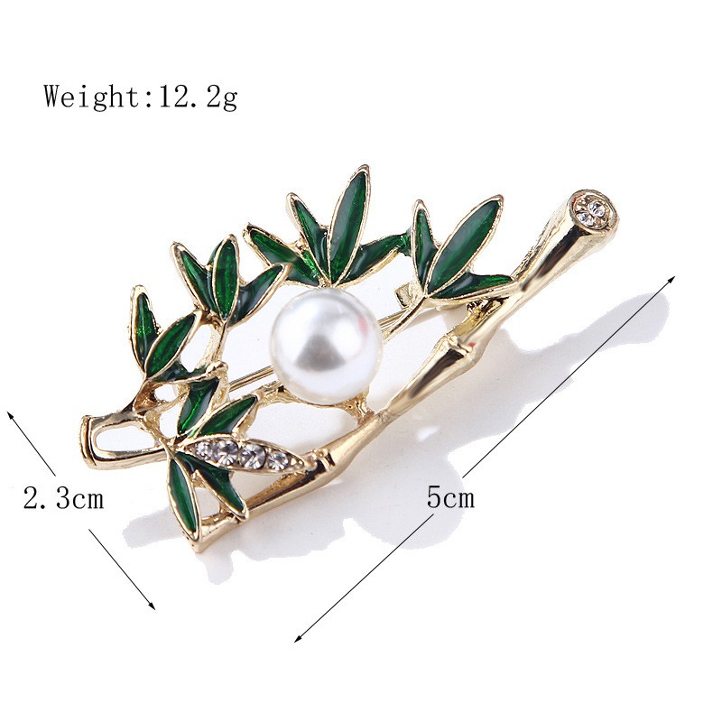 Cài áo tre xanh đính ngọc thời trang Vintage GC167