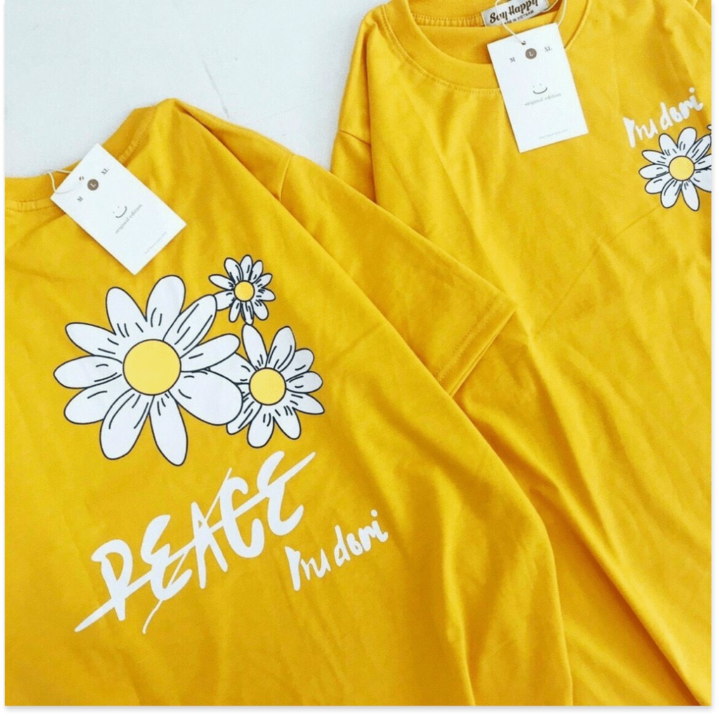 ÁO THUN NAM NỮ FORM RỘNG IN HÌNH HOA HƯỚNG DƯƠNG PEACE SIÊU ĐẸP