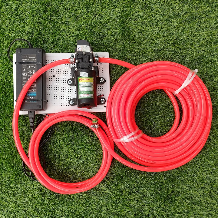Bộ máy bơm phun phân bón, tưới cây dùng máy bơm tăng áp mini 12v tự ngắt Việt Thái VN - 2020