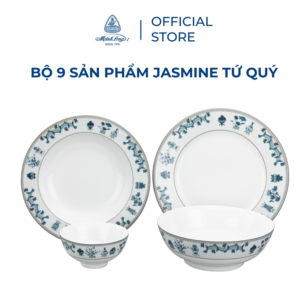 Bộ Chén Dĩa Sứ Minh Long 09 Sản Phẩm - Jasmine - Tứ Quý