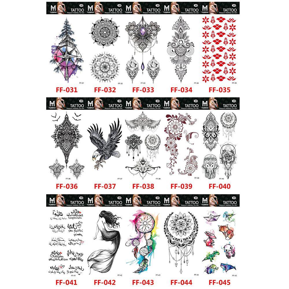 FORBETTER Hình Xăm Dán Tạm Thời Henna Màu Đen Phong Cách Mandala Lãng Mạn
