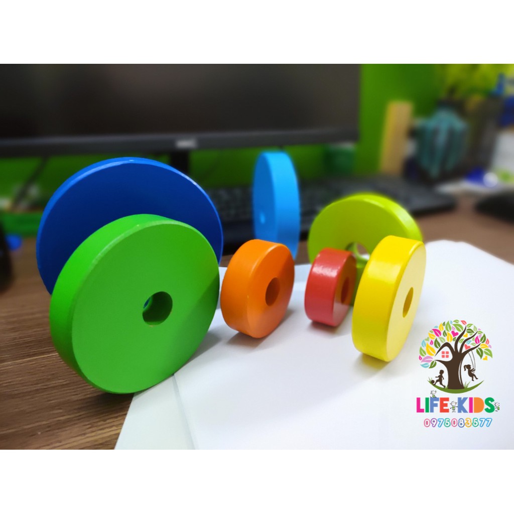 Đồ chơi gỗ - Bộ xếp hình tháp tròn bằng gỗ