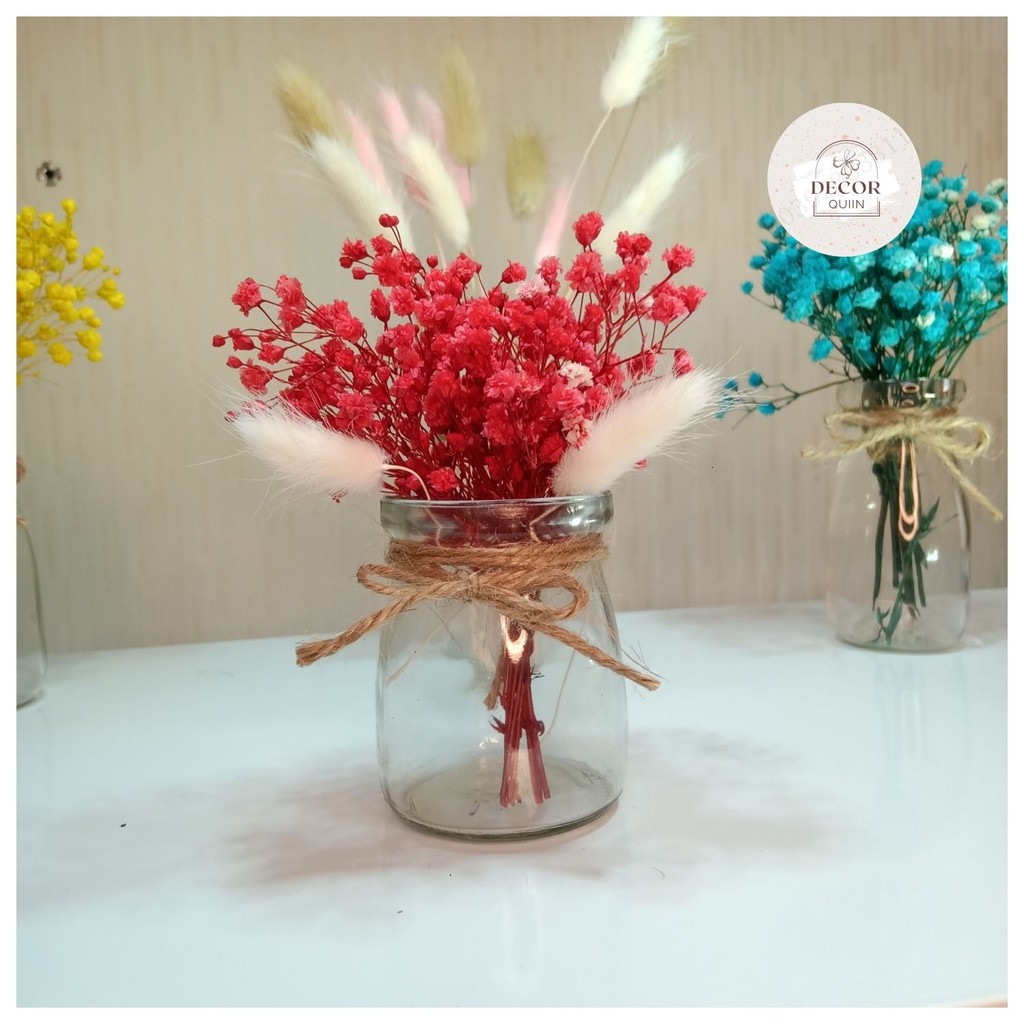 [Quà tặng] ❤️Lọ hoa khô babycỏ đuôi thỏ mini 110g trang trí bàn làm việc công sở decor góc học tập hoa để bàn quán cafe
