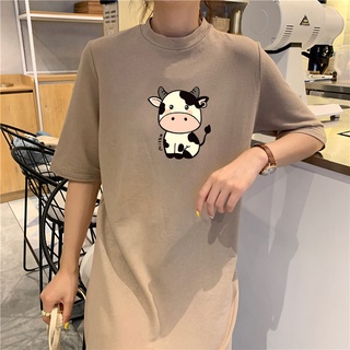 Đầm Suông Form Rộng Nữ Thanh Lịch Chất Vải Mềm Mát Nhẹ Nhàng In Hình Chú Bò Sữa Chipi Đáng Yêu  Cute Hot Trend TTDS0081