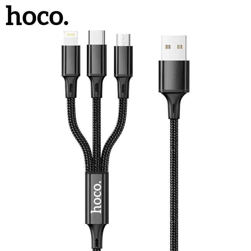 Cáp sạc 3 đầu hoco uc3 lightning micro usb type c - dây sạc 3 in 1 đa năng cho iphone samsung oppo  ... - vienthonghn